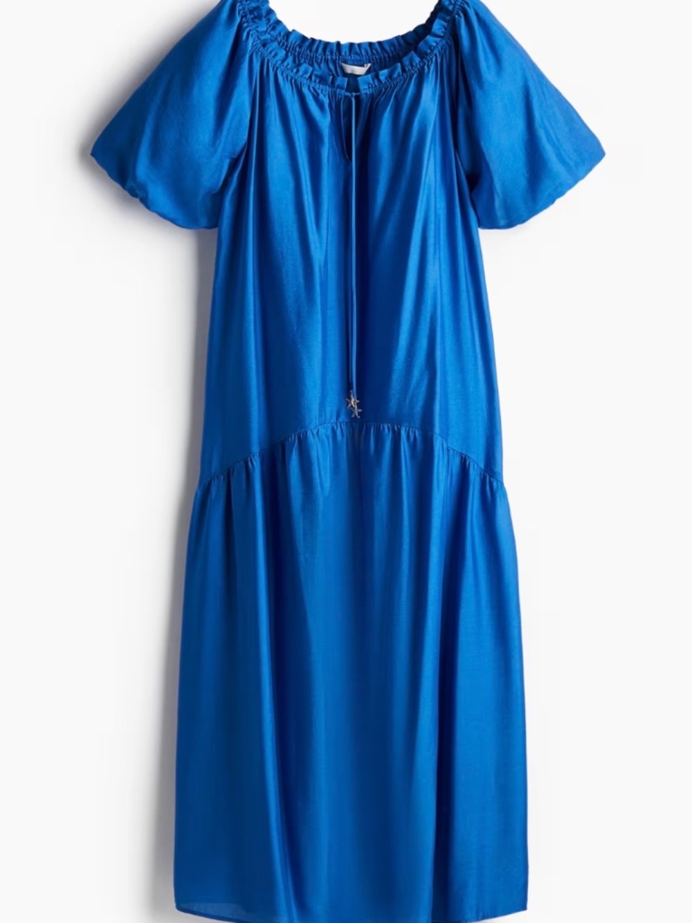 Blue Beachy Flowy Drawstring Detail Maxi Dress